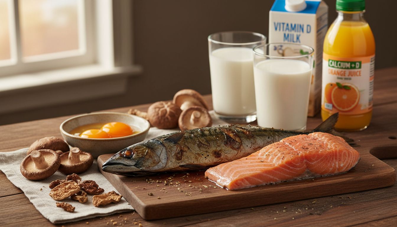 비타민 D가 풍부한 음식들의 실물 사진