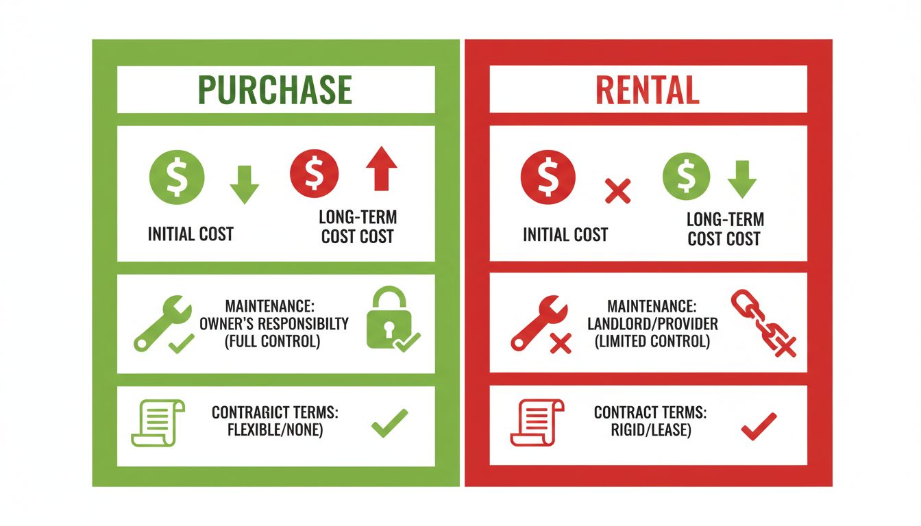 음식물처리기 구입과 렌탈 장단점을 비교한 인포그래픽 이미지