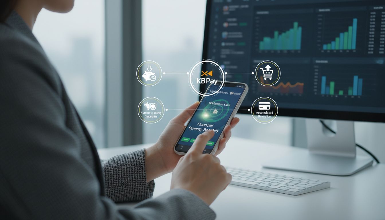 KB 페이와 KB국민카드 연계로 청구 할인 혜택을 받는 모바일 간편결제 사용 장면