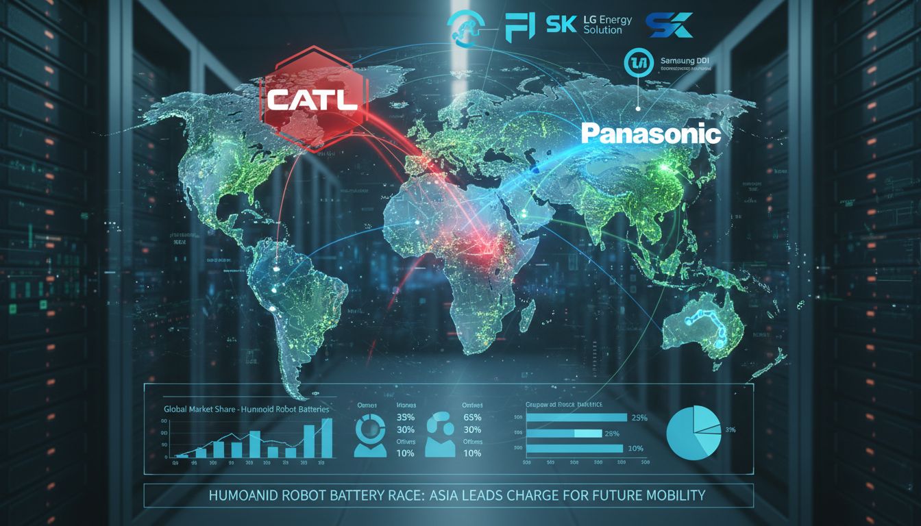 글로벌 배터리 기업들의 경쟁과 야망을 나타내는 세계 지도 이미지