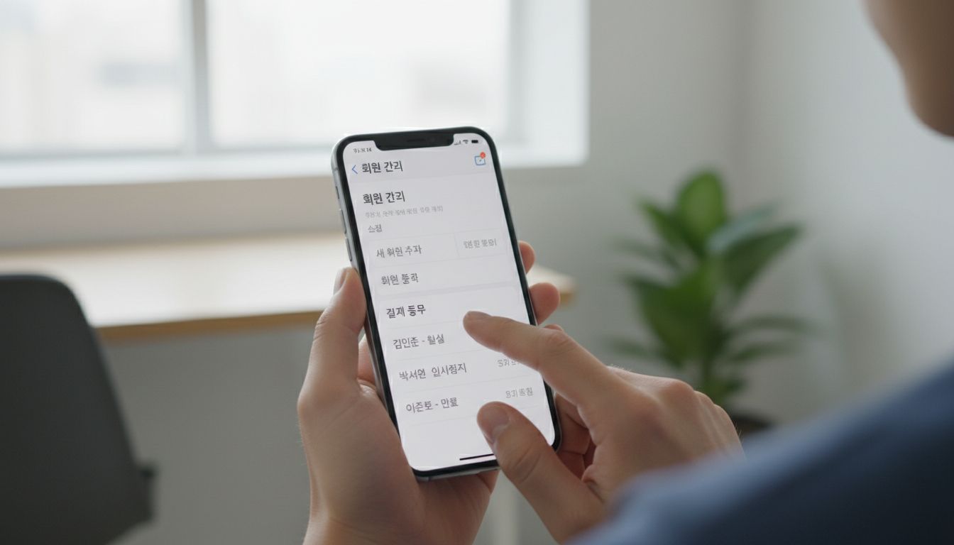 네이버 플러스 멤버십 계정 관리 화면을 보여주는 스마트폰 사용자 모습