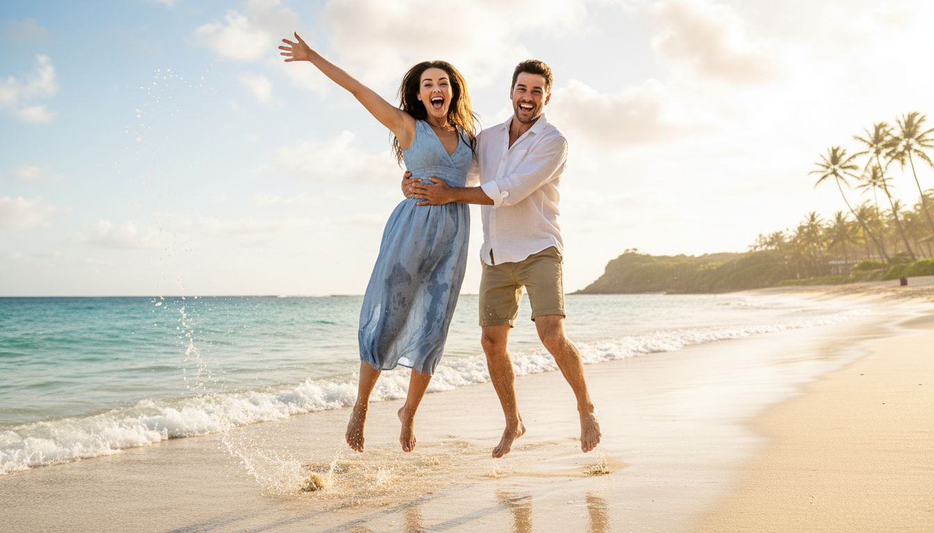 즉흥적이고 활기찬 순간을 즐기는 자유로운 연인들