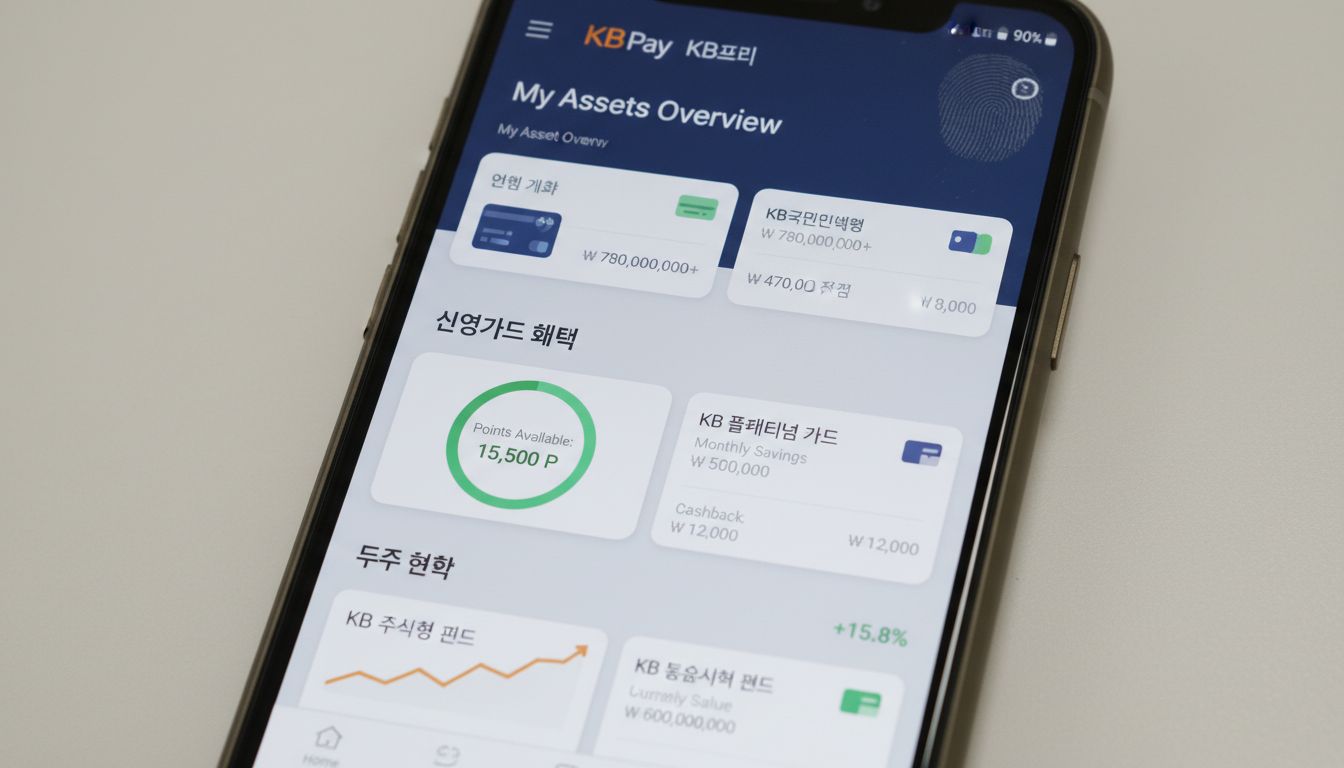 KB 페이 앱의 통합 자산관리 대시보드 화면