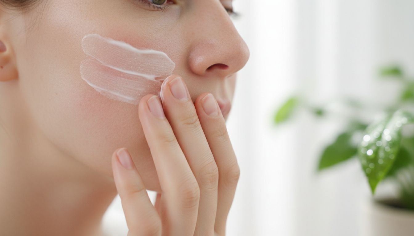 민감한 피부를 위한 부드러운 스킨케어와 자외선 차단 관리 모습