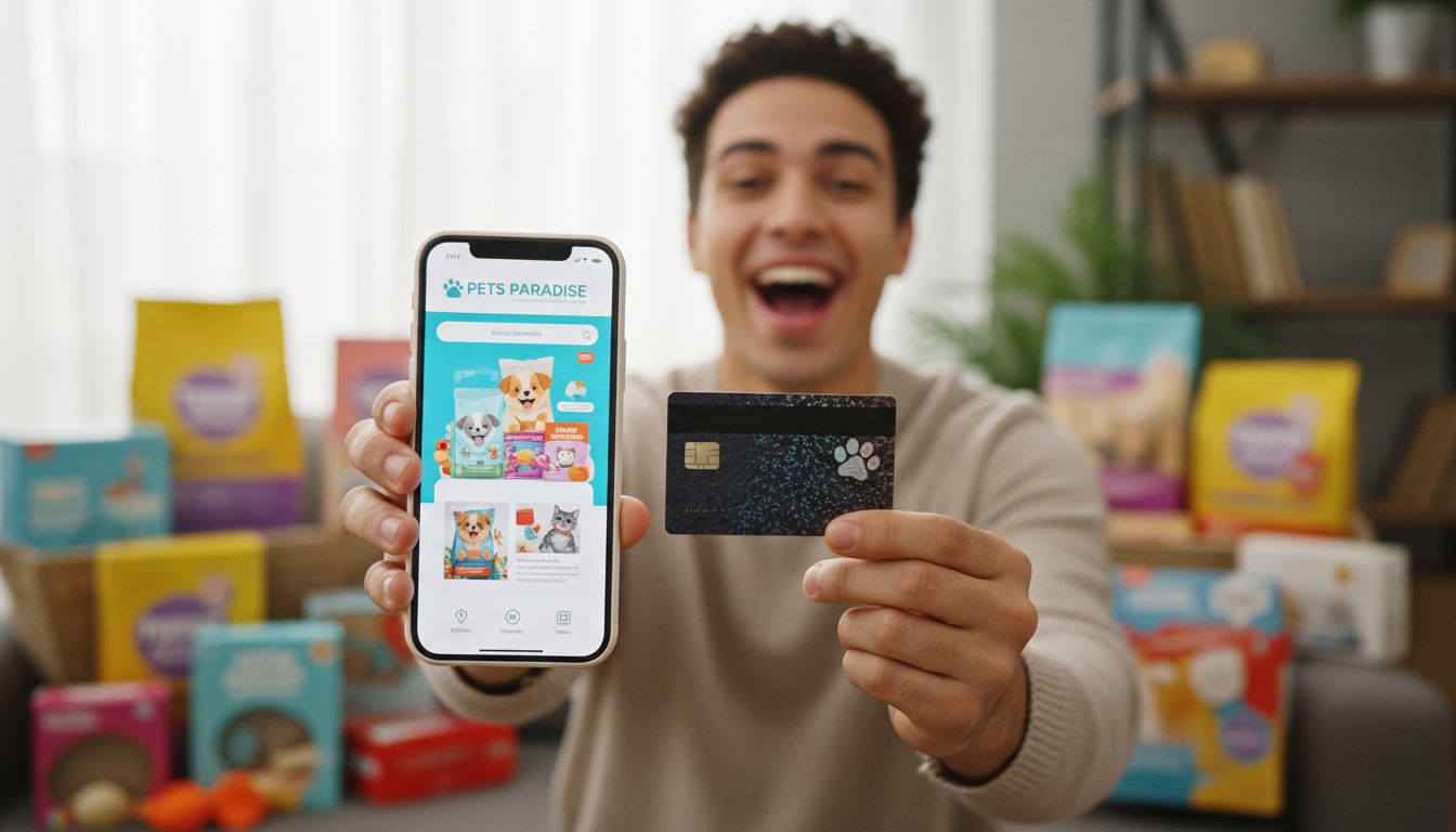 네이버 현대카드와 네이버 펫윈도에서 반려동물 용품을 구매하는 모습