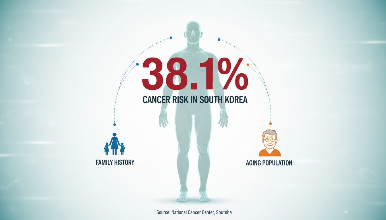 한국 국민 암 발병 확률 38.1%를 보여주는 인포그래픽