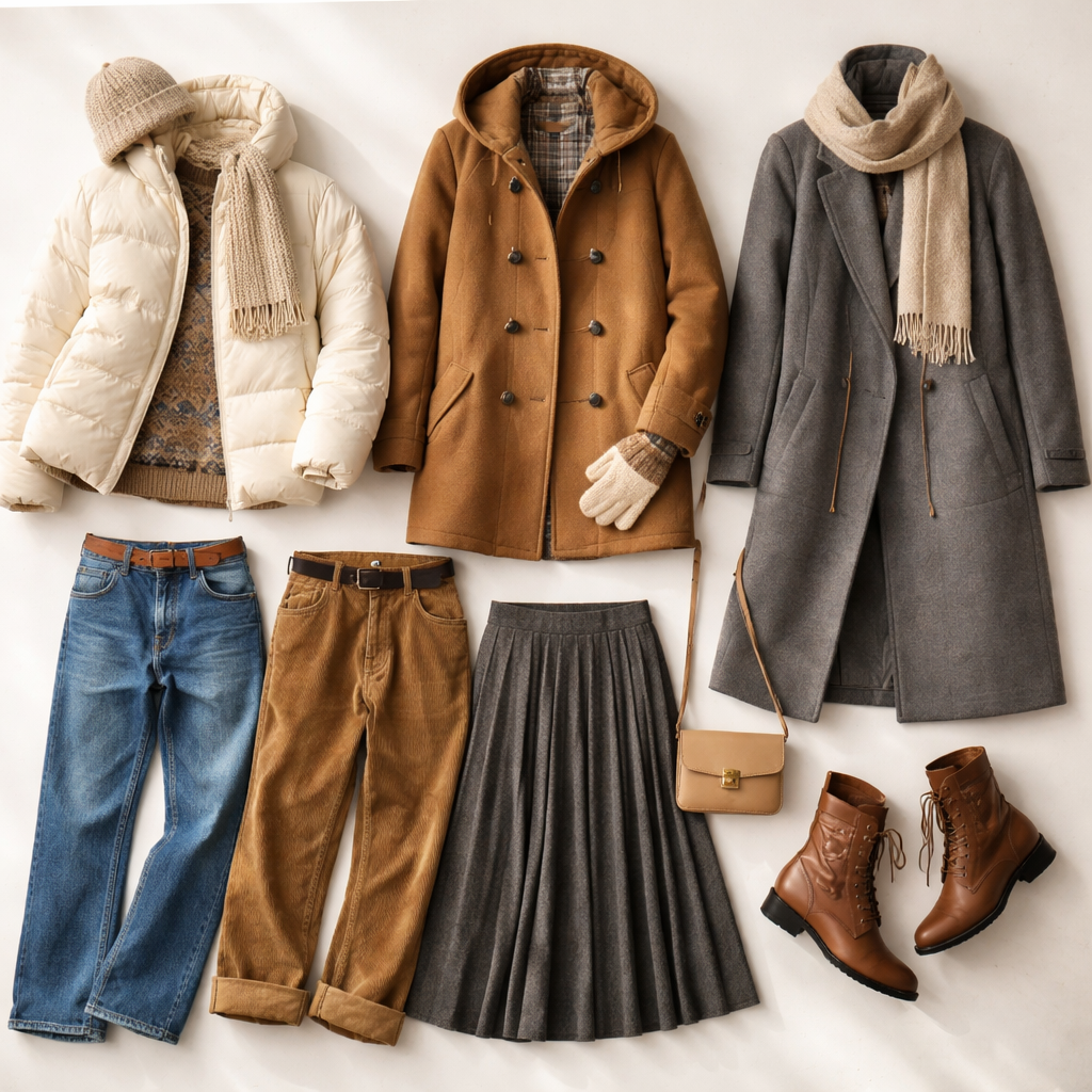 노르딕 니트와 어울리는 겨울 의상 믹스매치 룩 이미지