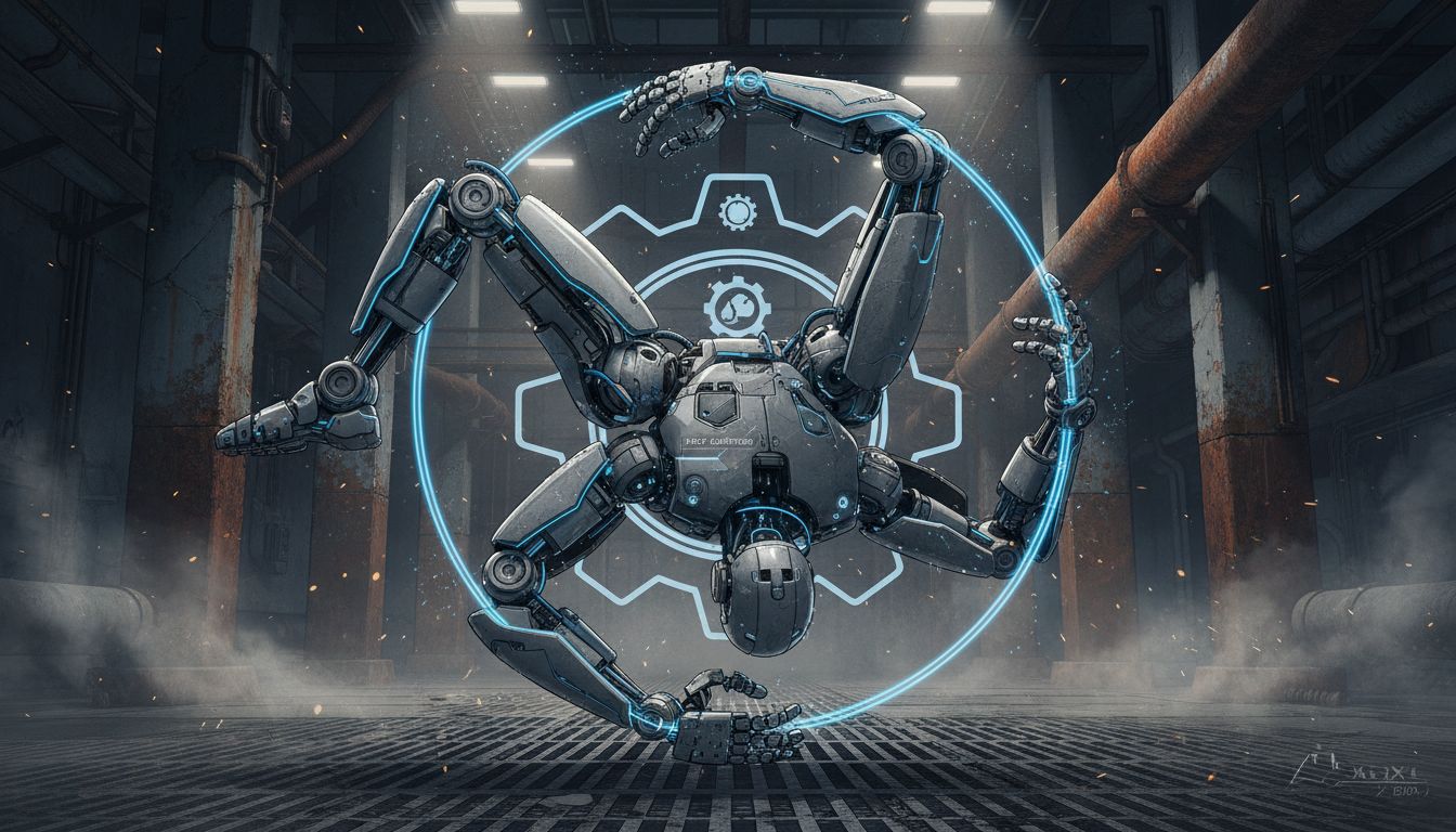 보스턴 다이나믹스 아틀라스 로봇의 유연한 관절과 강인한 하드웨어 특징을 설명하는 이미지