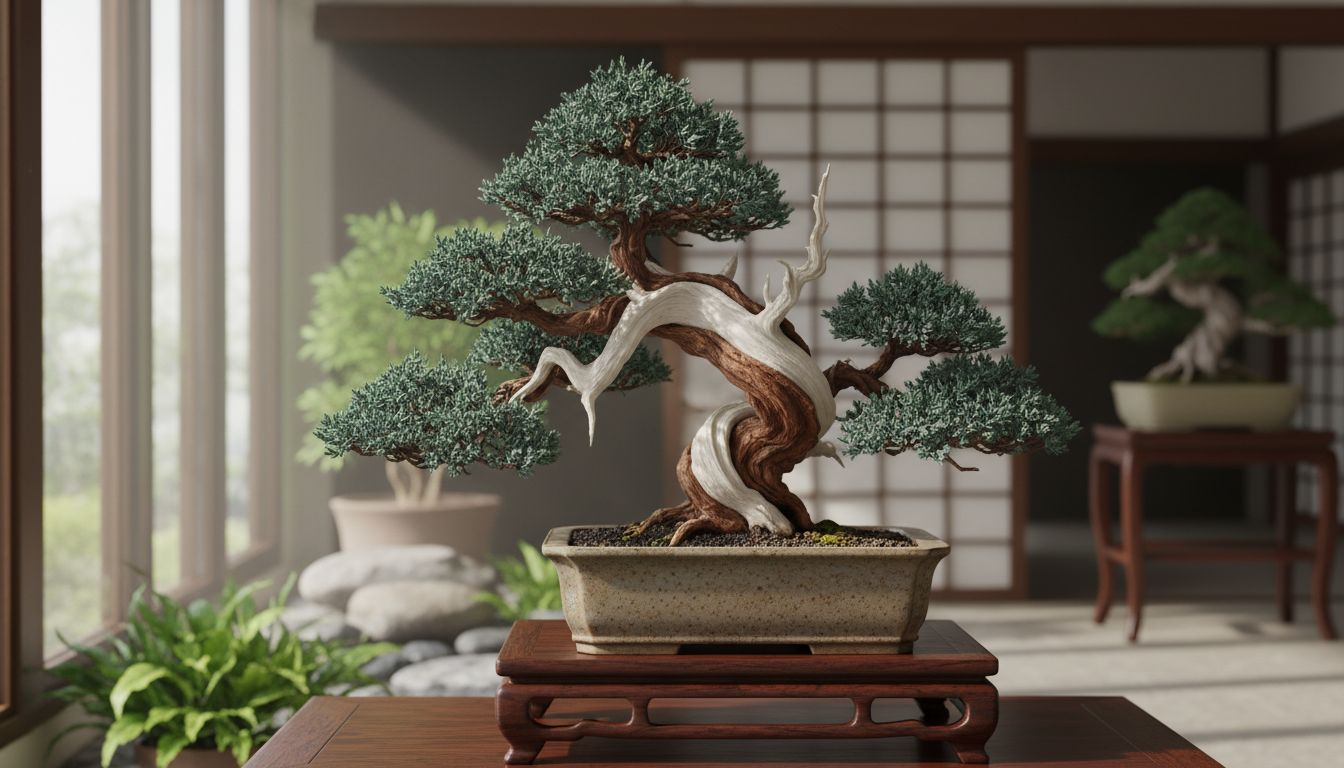 고풍스럽고 강인한 멋을 가진 진백(향나무류) 분재 모습