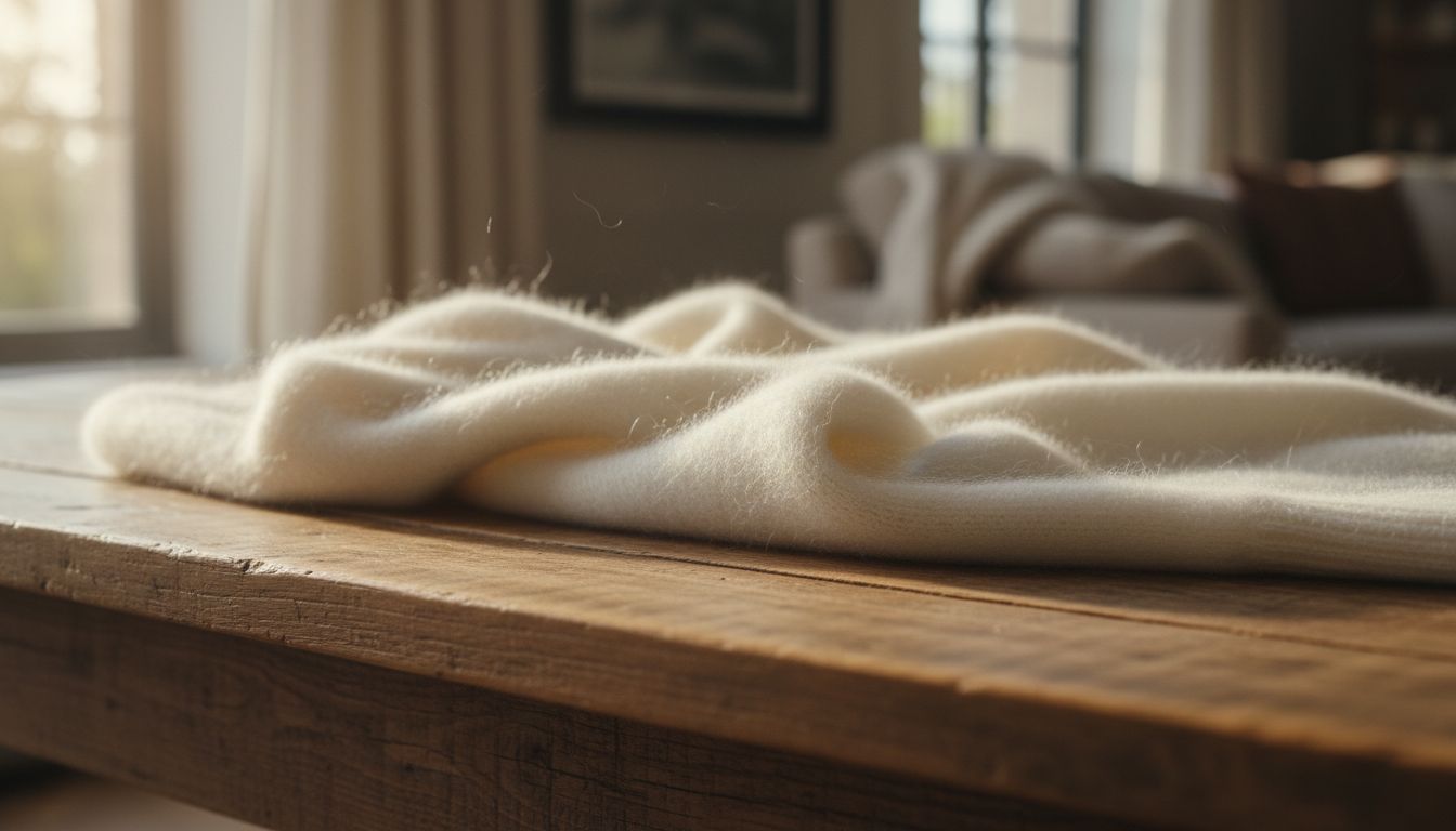 부드럽고 포근한 캐시미어 스웨터의 질감을 보여주는 고화질 실사 이미지