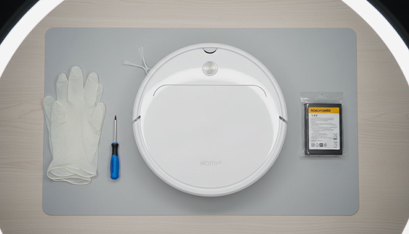 로봇청소기 배터리 교체 과정의 단계별 사진 가이드