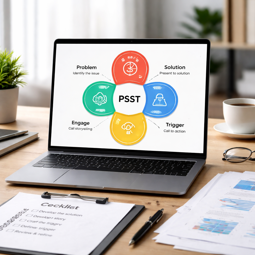 정부 지원 사업 평가 프레임워크 PSST 구조를 보여주는 사업계획서 작성 이미지