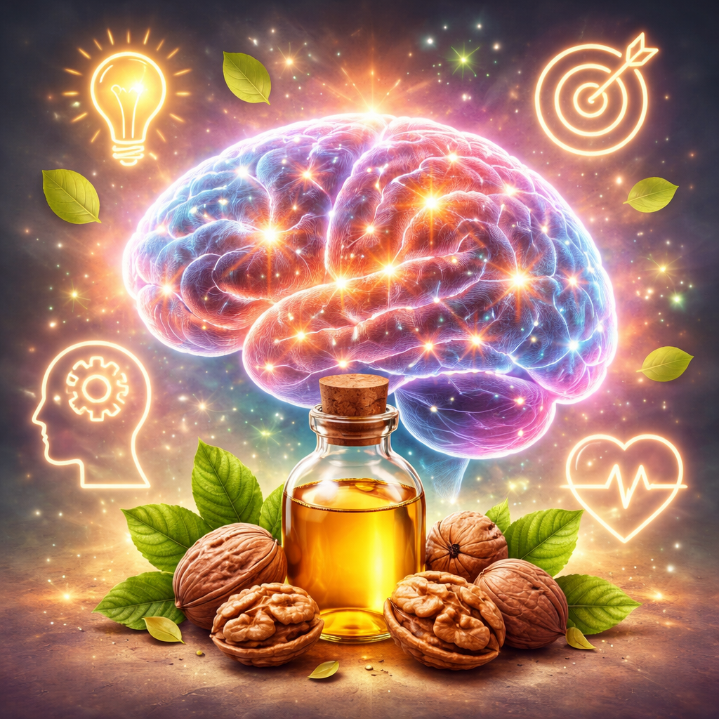 호두 오일 영양소가 두뇌 기능을 활성화하고 집중력과 기억력을 증진시키는 뇌 이미지