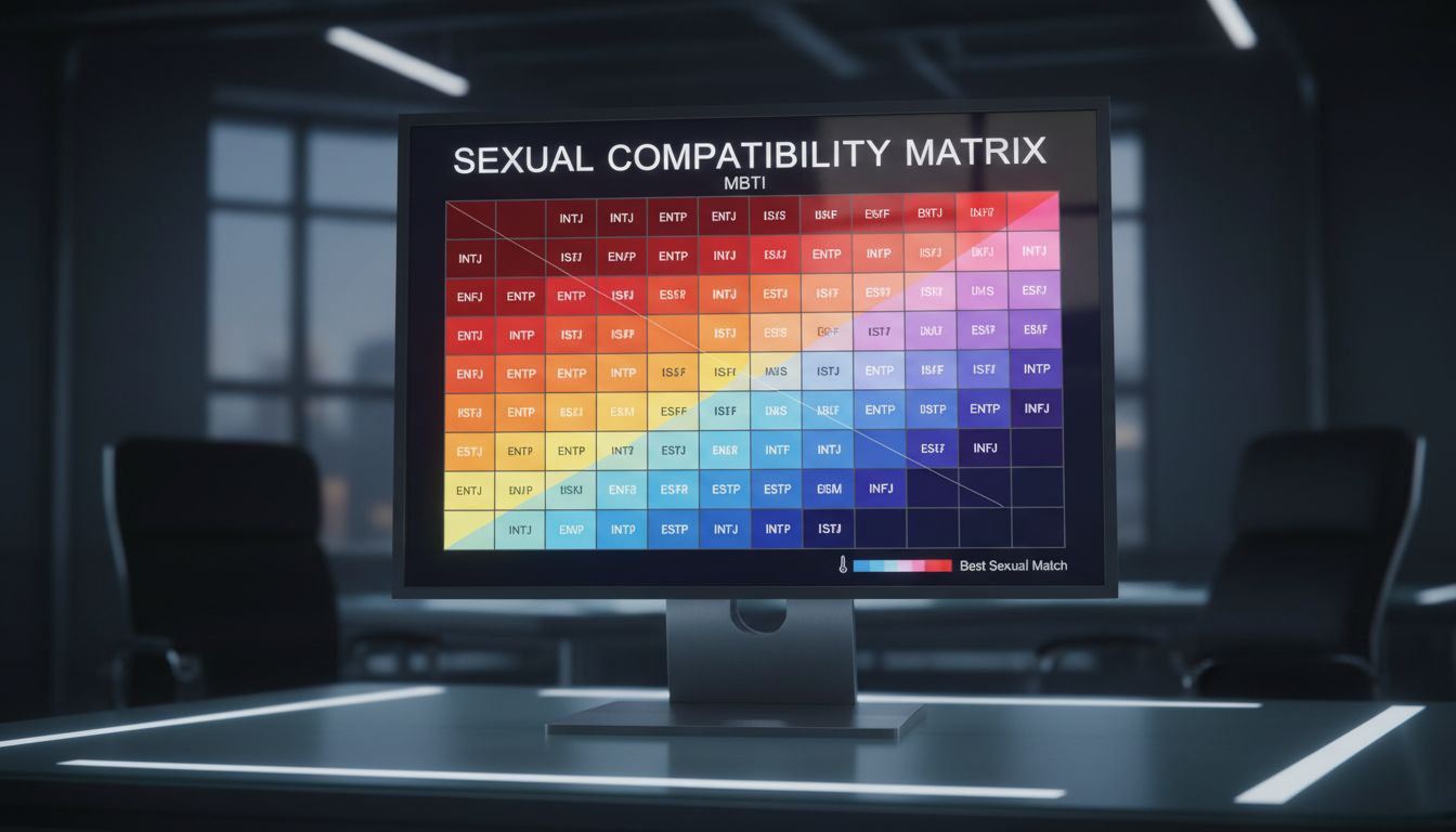 MBTI 16가지 유형별 성적 취향 궁합을 한눈에 보여주는 궁합 차트 이미지