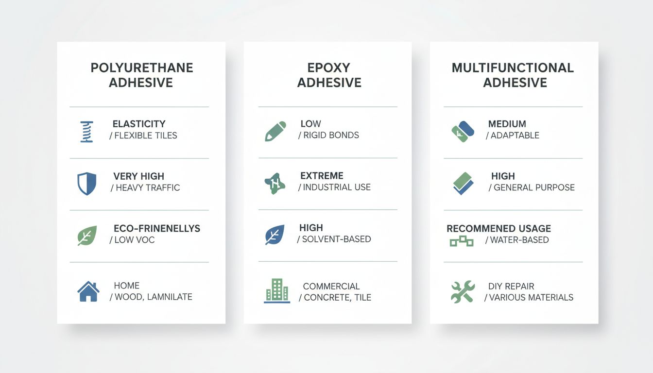 강마루 본드 종류와 특성 비교 인포그래픽 이미지