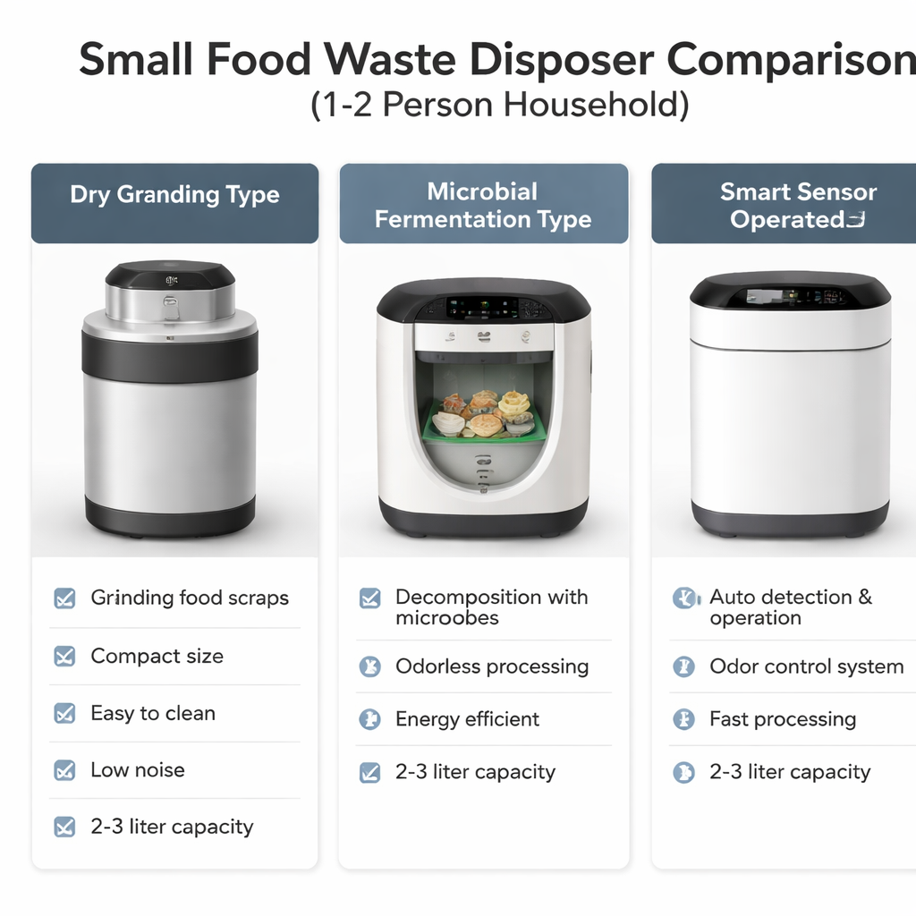 1~2인 가구용 소형 음식물처리기 모델 특징 비교 인포그래픽